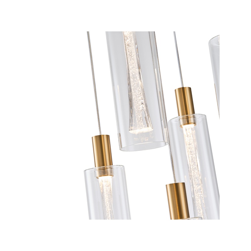 Arte Illumina Κρεμαστό Φωτιστικό 5 ΦΩΤΟ Γυαλί 38W 3000K 4400lm Φ350x1930mm VIAL (144-15101)
