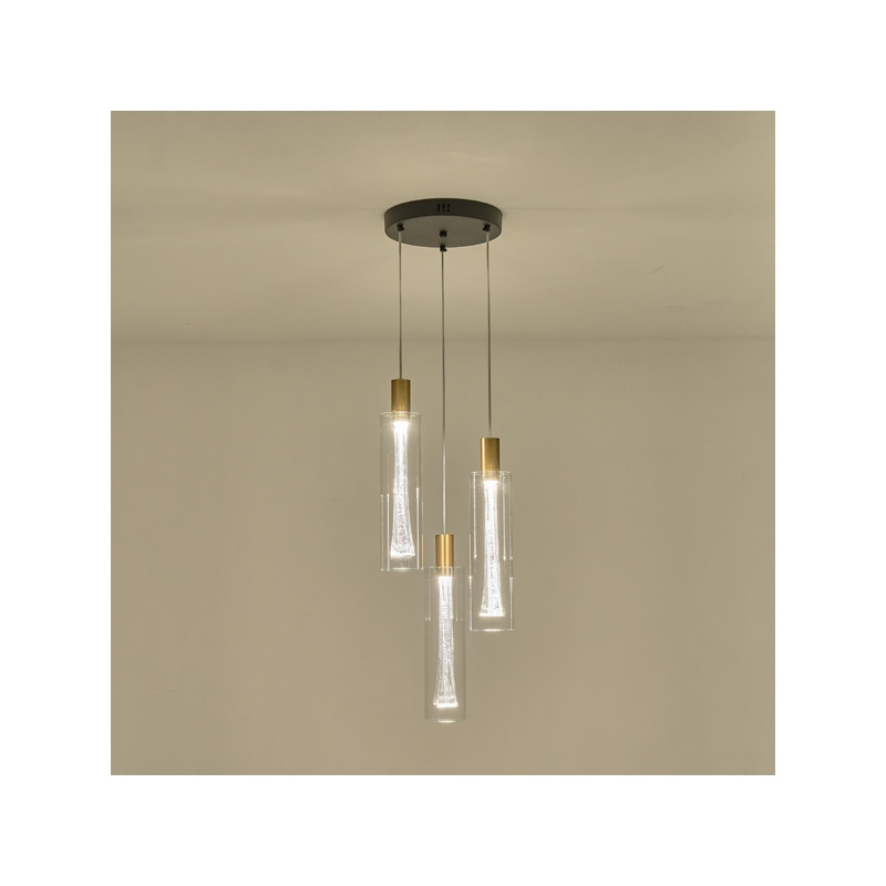 Arte Illumina Κρεμαστό Φωτιστικό 3φωτο Γυαλί 21W 3000K 2500lm Φ250x1630mm VIAL (144-15102)