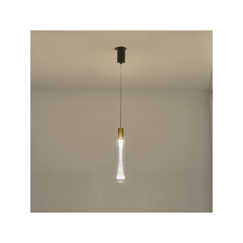 Arte Illumina Κρεμαστό Φωτιστικό Μονόφωτο με Γυαλί 7,6W 3000K 780lm Φ90x1700mm VIAL (144-15103)