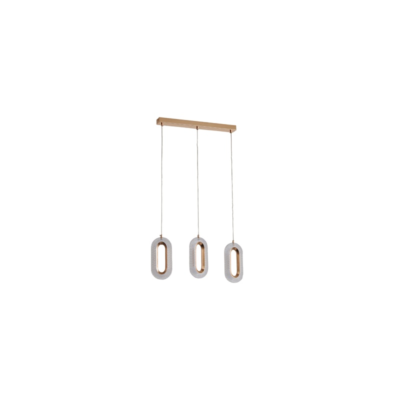 Arte Illumina Φωτιστικό Κρεμαστό Τρίφωτο LED 26W 3000K 570X1250mm 2254lm Αλουμινίου ΡΟΖ Χρυσό KRIKO (144-16061)