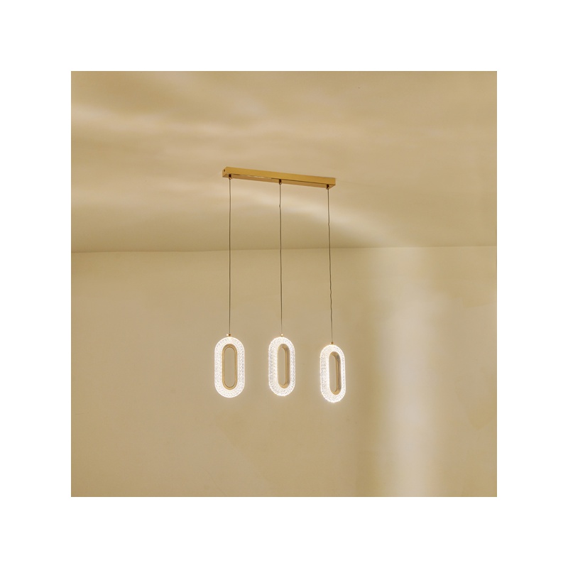 Arte Illumina Φωτιστικό Κρεμαστό Τρίφωτο LED 26W 3000K 570X1250mm 2254lm Αλουμινίου ΡΟΖ Χρυσό KRIKO (144-16061)