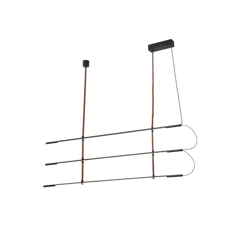 Arte Illumina Φωτιστικό Κρεμαστό LED 3x20W 3000K 6100lm 1400X60X1200mm Μέταλλο Μαύρο LINEA (144-16072)