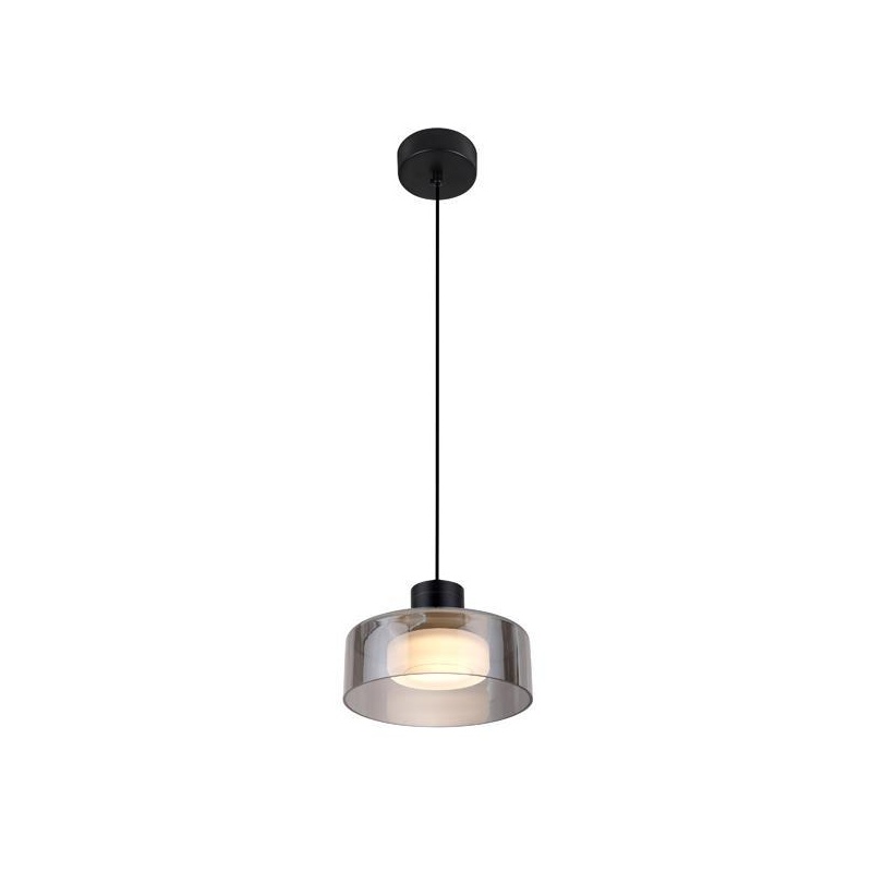 Arte Illumina Φωτιστικό Κρεμαστό Μέταλλο με Γυαλί LED 8W 3000Κ 624lm 200X115mm Γυαλί Μαύρο Γκρι NIMBUS (144-18010)
