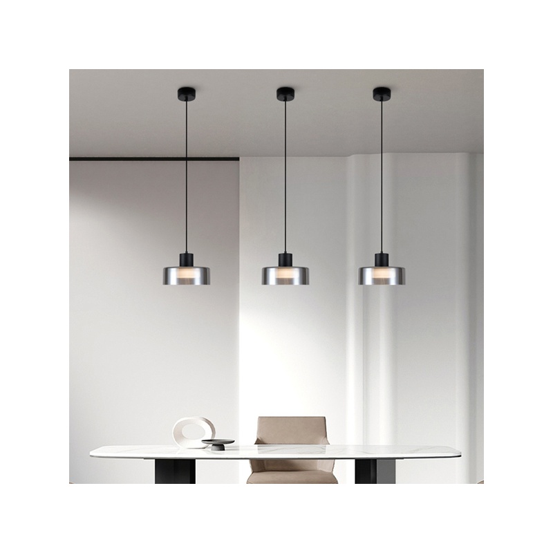Arte Illumina Φωτιστικό Κρεμαστό Μέταλλο με Γυαλί LED 8W 3000Κ 624lm 200X115mm Γυαλί Μαύρο Γκρι NIMBUS (144-18010)
