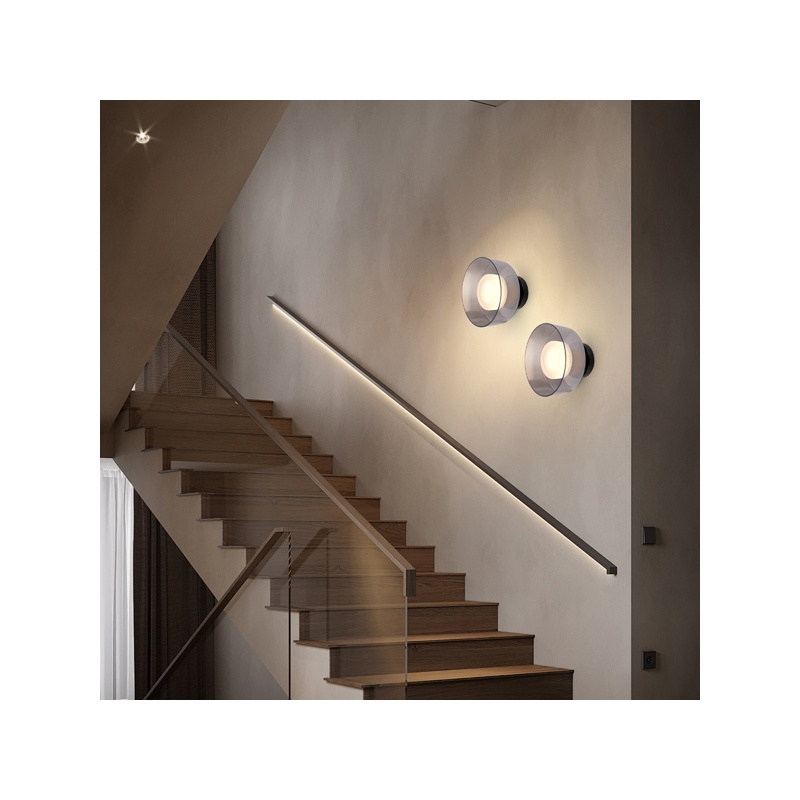 Arte Illumina Απλίκα Τοίχου Μέταλλο με Γυαλί LED 8W 3000K 624lm 200Χ200mm Μαύρο και Γραφίτης NIMBUS (144-18012)