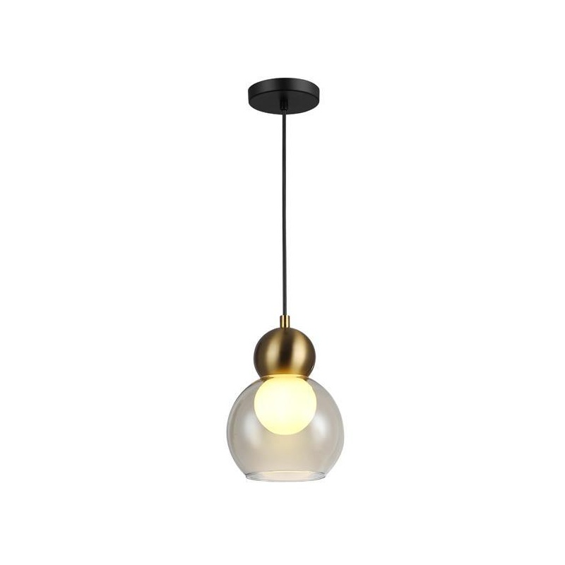 Arte Illumina Φωτιστικό Κρεμαστό Μονόφωτο Γυαλί 1XE27 Max 15W150Χ1240mm Μαύρο AURELIA (144-28503)