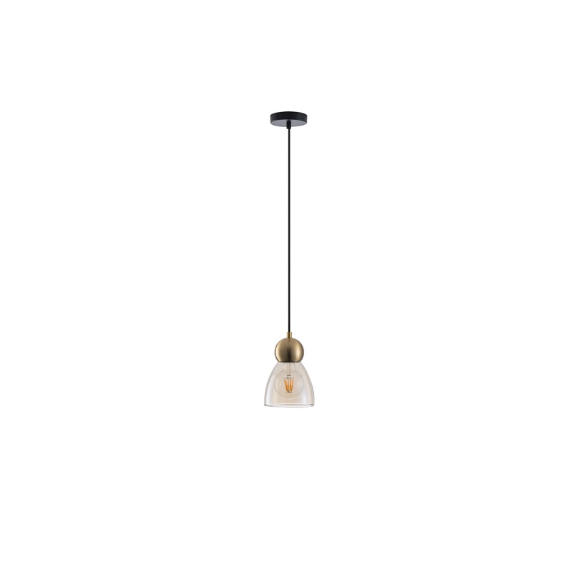 Arte Illumina Φωτιστικό Κρεμαστό Μονόφωτο Γυαλί1XE27 Max 15W135X1220mm Μαύρο AURELIA (144-28504)