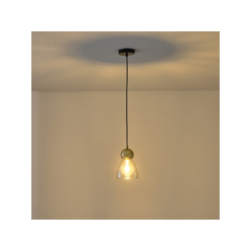 Arte Illumina Φωτιστικό Κρεμαστό Μονόφωτο Γυαλί1XE27 Max 15W135X1220mm Μαύρο AURELIA (144-28504)