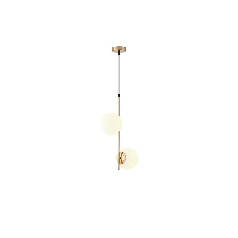 Arte Illumina Φωτιστικό Κρεμαστό Γυαλί Δίφωτο 2XΕ27 Max 15W 320X150X1550mm Άσπρο ORBA (144-28514)
