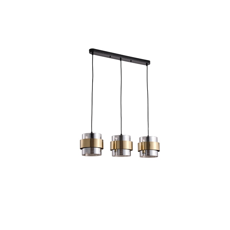 Arte Illumina Φωτιστικό Κρεμαστό Τρίφωτο 3XE27 180X1215mm Max 15W Μαύρο Χρυσό RELIAC (144-28542)