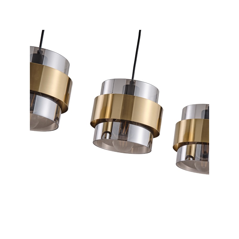 Arte Illumina Φωτιστικό Κρεμαστό Τρίφωτο 3XE27 180X1215mm Max 15W Μαύρο Χρυσό RELIAC (144-28542)