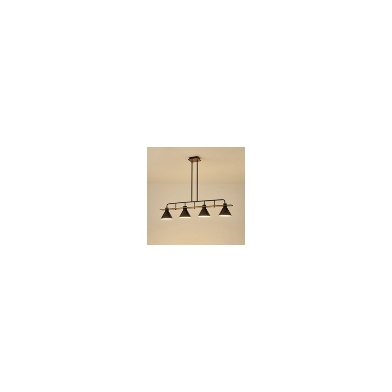 Arte Illumina Φωτιστικό Κρεμαστό Τετράφωτο Μαύρο 4XΕ27 1030X180X865mm Ξύλινο & Μεταλλικό CONO (144-30111)