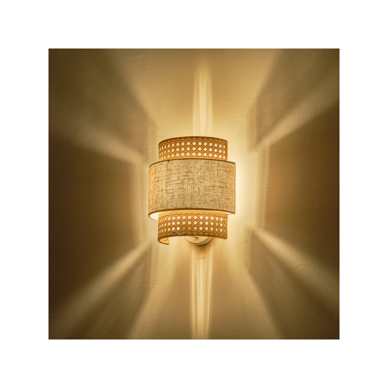 Arte Illumina Απλίκα Τοίχου Ύφασμα 1XE27 Max 15W 260X460mm MΠΕΖ - Ματ Άσπρο ISLA (144-33053)