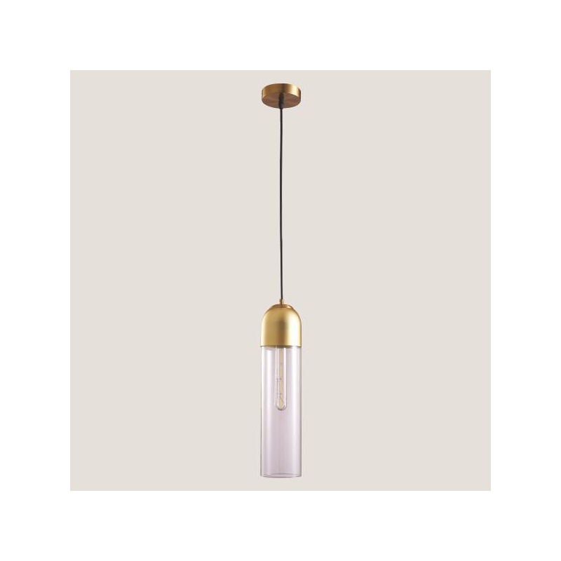 Arte Illumina Φωτιστικό Κρεμαστό Φ10X40 1XE14 Max 7W Διάφανο/Χρυσό CALLIOPE (144-40012)