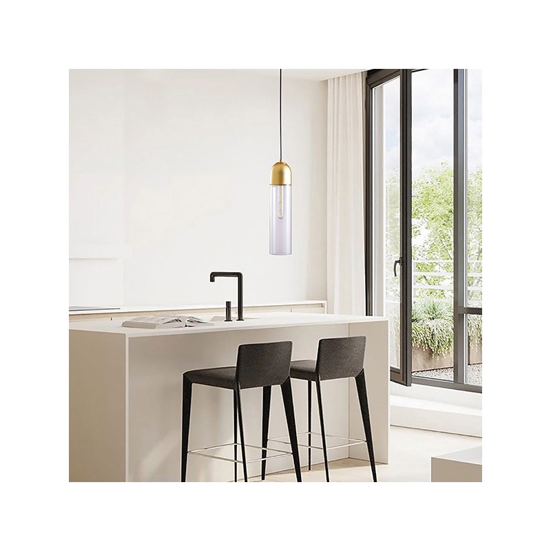 Arte Illumina Φωτιστικό Κρεμαστό Φ10X40 1XE14 Max 7W Διάφανο/Χρυσό CALLIOPE (144-40012)