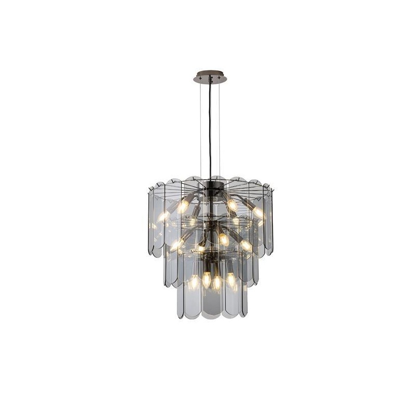 Arte Illumina Φωτιστικό Κρεμαστό 14φωτο Γυαλί 14ΧΕ14 ΜΑΧ 15W Φ550Χ1500mm Μαύρο MIRA (144-40021)
