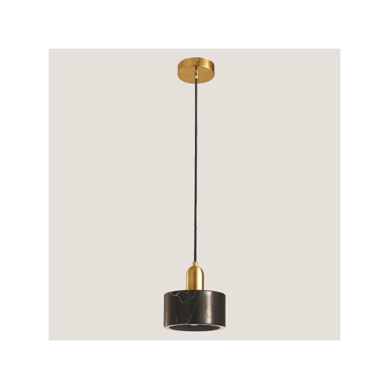 Arte Illumina Φωτιστικό Κρεμαστό Μονό 1XE27 Max 10W Φ15X18 Χρυσό/Μαύρο MARBLE (144-46005)