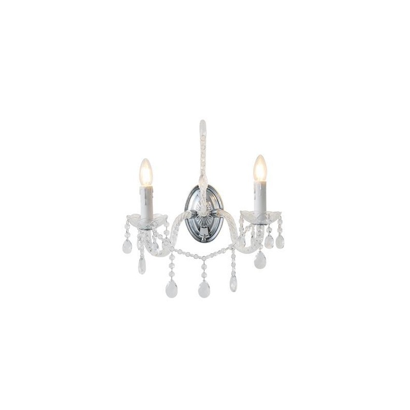 Arte Illumina Απλίκα Τοίχου Μέταλλο Γυαλί 2XE14 ΜΑΧ 15W 330X425mm Μεταλλικό KRISTALLO (144-47002)