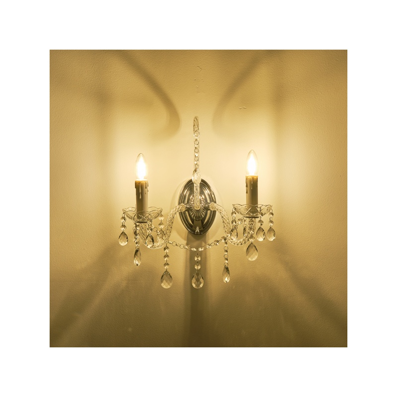 Arte Illumina Απλίκα Τοίχου Μέταλλο Γυαλί 2XE14 ΜΑΧ 15W 330X425mm Μεταλλικό KRISTALLO (144-47002)