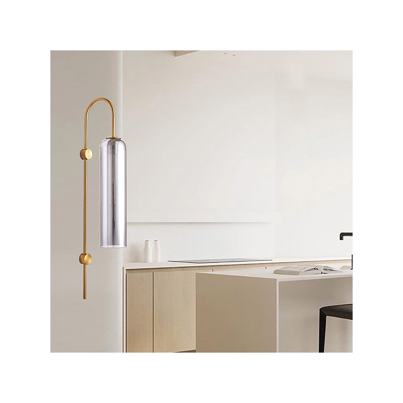 Arte Illumina Απλίκα Τοίχου 1x E27 Max 10W 10x70 Smoky - Χρυσό CALLIOPE (144-56000)