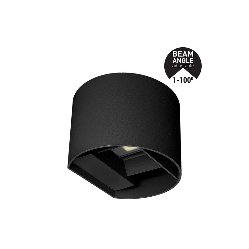 Arte Illumina Απλίκα Τοίχου Αλουμινίου Μαύρη 10W 3CCT 135x120x100mm με GLASS DIFUSER (145-20252)