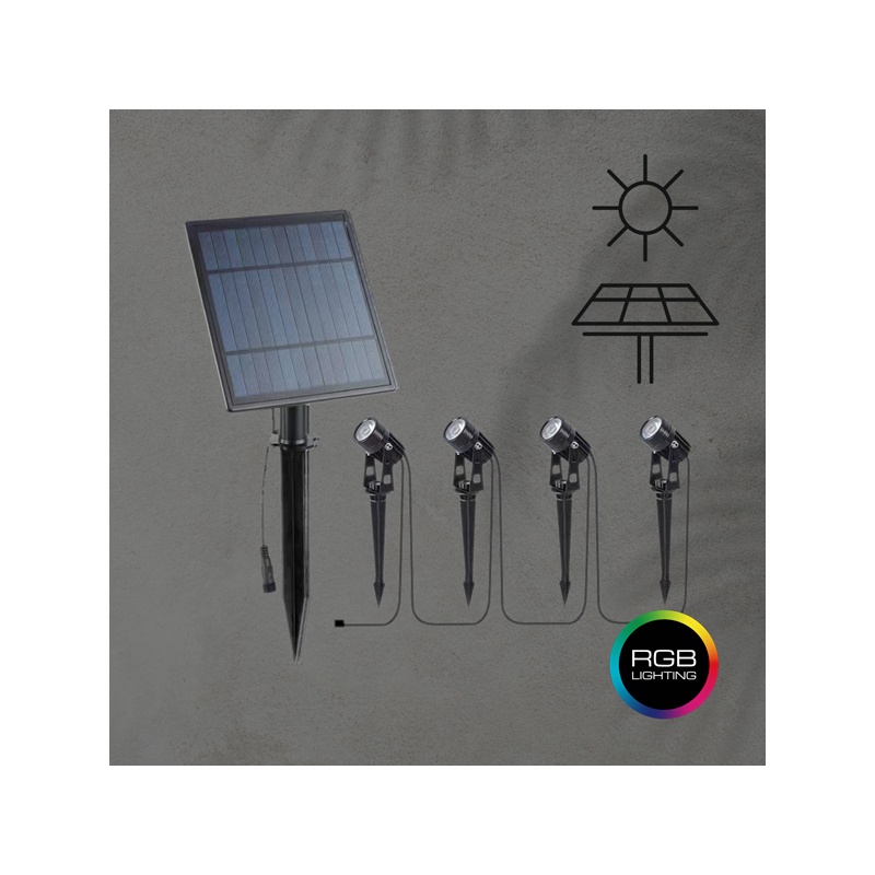 Arte Illumina Απλίκα Αλουμινίου με Ηλιακό Panel Καρφωτή 1.5W, 240lm RGB (145-20825)