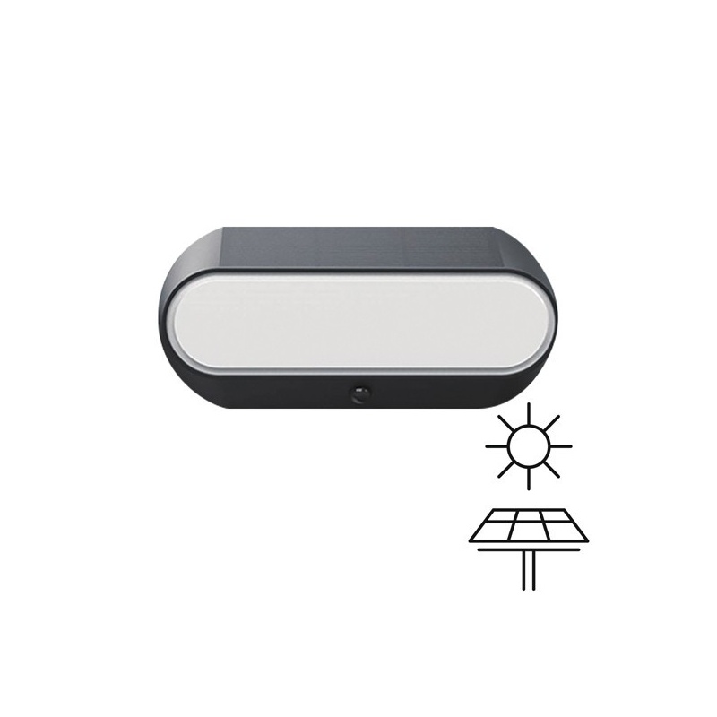 Arte Illumina Απλίκα Οβάλ με Ηλιακό Panel 5W 500lm 4000Κ IP54 (145-20826)
