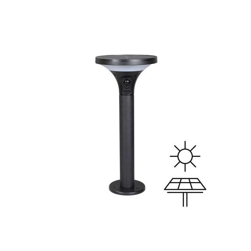 Arte Illumina Ηλιακή Απλίκα με Κολωνάκι & Ανιχνευτή Κίνησης 5W 500lm 160x160x350mm 3CCT (145-20863)