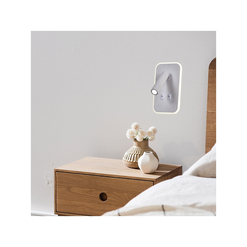 Arte Illumina Απλίκα Κρεβατιού Ανάγνωσης IRIS 3 11W & 3W LED 3000K Λευκό (145-22052)