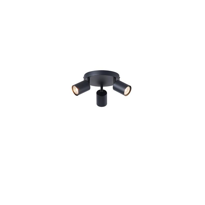 Arte Illumina Σποτ Μεταλλικό Τρίφωτο Μαύρο 3xGU10 Max 7W Φ180x135mm OLYMP (145-25222)