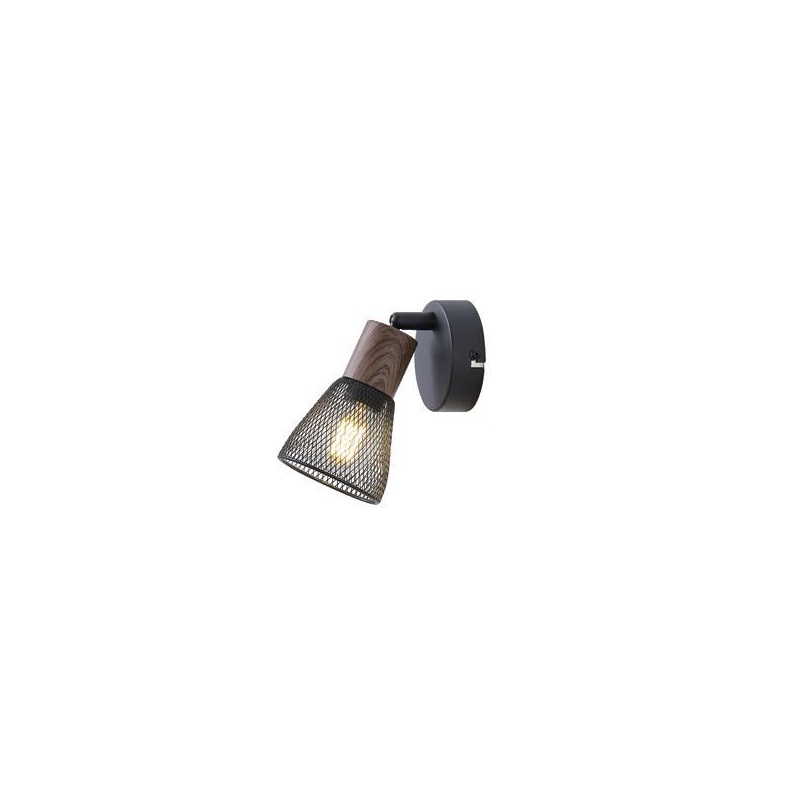 Arte Illumina Σποτ Μαύρο με Ξύλο και Δίχτυ 1xE14 D80xH125mm MESHY (145-25255)