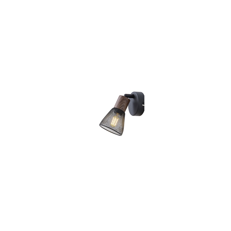 Arte Illumina Σποτ Μαύρο με Ξύλο και Δίχτυ 1xE14 D80xH125mm MESHY (145-25255)