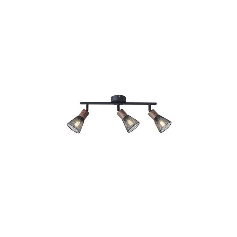 Arte Illumina Σποτ Μαύρο με Ξύλο και Δίχτυ 3xE14 390x80x145mm MESHY (145-25257)