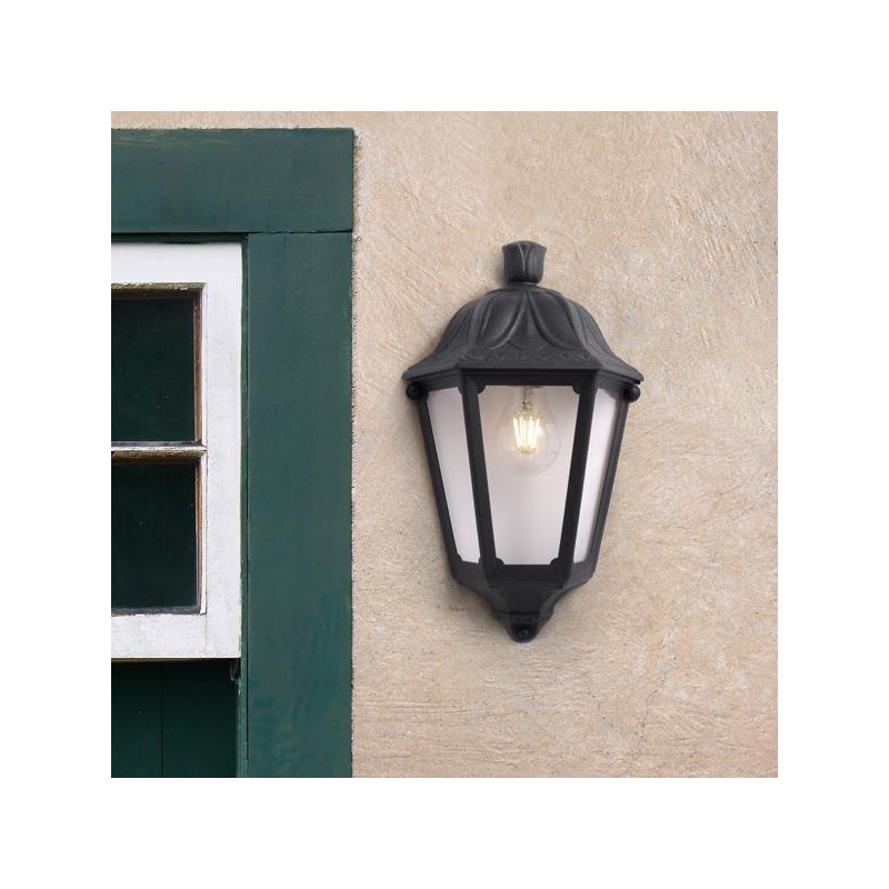 Fumagalli IESSE Απλίκα Τοίχου Μαύρη ΜΙΣΟ ΦΑΝΑΡΑΚΙ E27 350X220mm (145-26235)