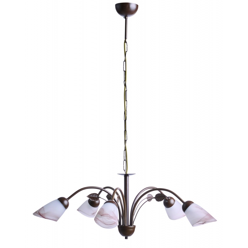 Arkolight Φωτιστικό Πολύφωτο 5Φ Μέταλλο Καφέ-Γυαλί Ε14 (1072-2-5)