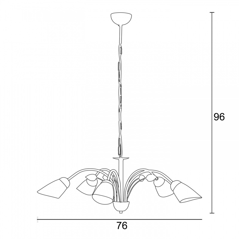 Arkolight Φωτιστικό Πολύφωτο 5Φ Μέταλλο Καφέ-Γυαλί Ε14 (1072-2-5)