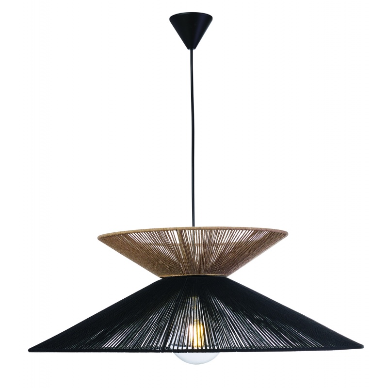 Arkolight Φωτιστικό Μονόφωτο  Σχοινί Μαύρο-Natural  Ε27 Φ70 (984-42-70)