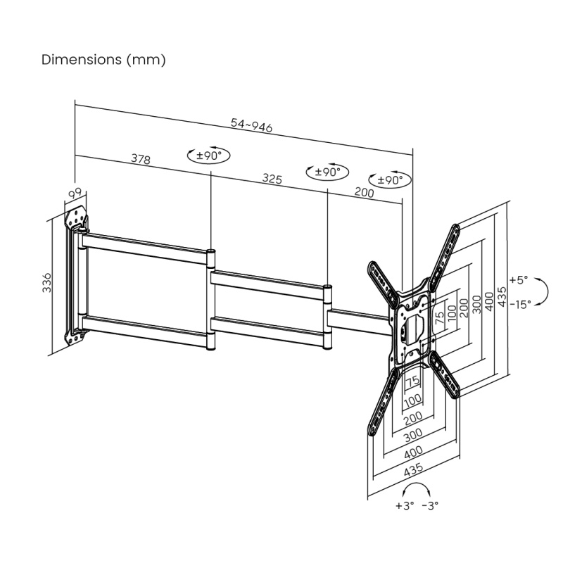 Βάση TV με Μακρύ Βραχίονα ATC-2365XL 23"- 65" (03.009.0036)