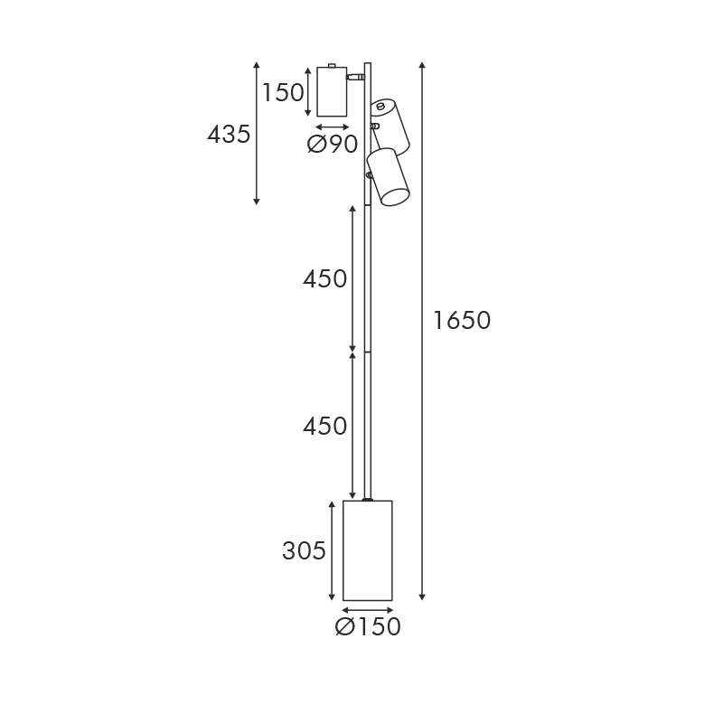 Aca Φωτιστικό Δαπέδου KENNETH Μαύρο (MF240573)