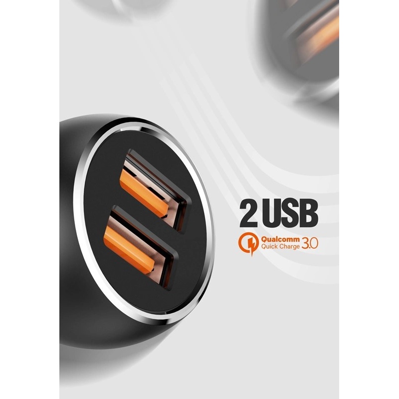 LDNIO C503Q Διπλός USB Φορτιστής Αυτοκινήτου 36W QC Γκρι