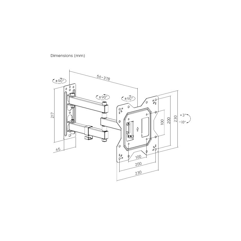 Powertech Επιτοίχια Βάση Τηλεόρασης με Βραχίονα 23"- 43" έως 30kg Full Motion (PT-1129)