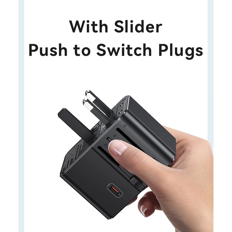Usams Φορτιστής-Αντάπτορας Ταξιδίου USB & 2x USB-C Universal 25W Μαύρος (CC309TC01)