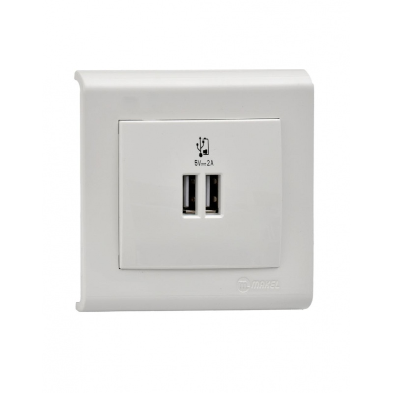 Makel Manolya Διπλή Πρίζα Φόρτισης USB Λευκή (41001A80)