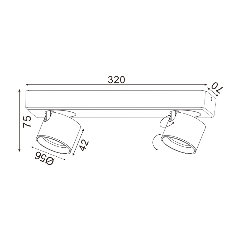 Aca Led Δίφωτο Φωτιστικό Οροφής - Τοίχου 10W 3000K Λευκό (RA33LEDS32WH)