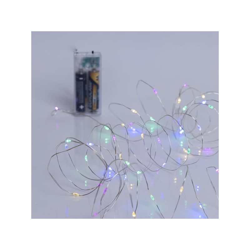 50 Mini Led RGB Λαμπάκια με Ασημί Καλώδιο Χαλκού (600-07728)