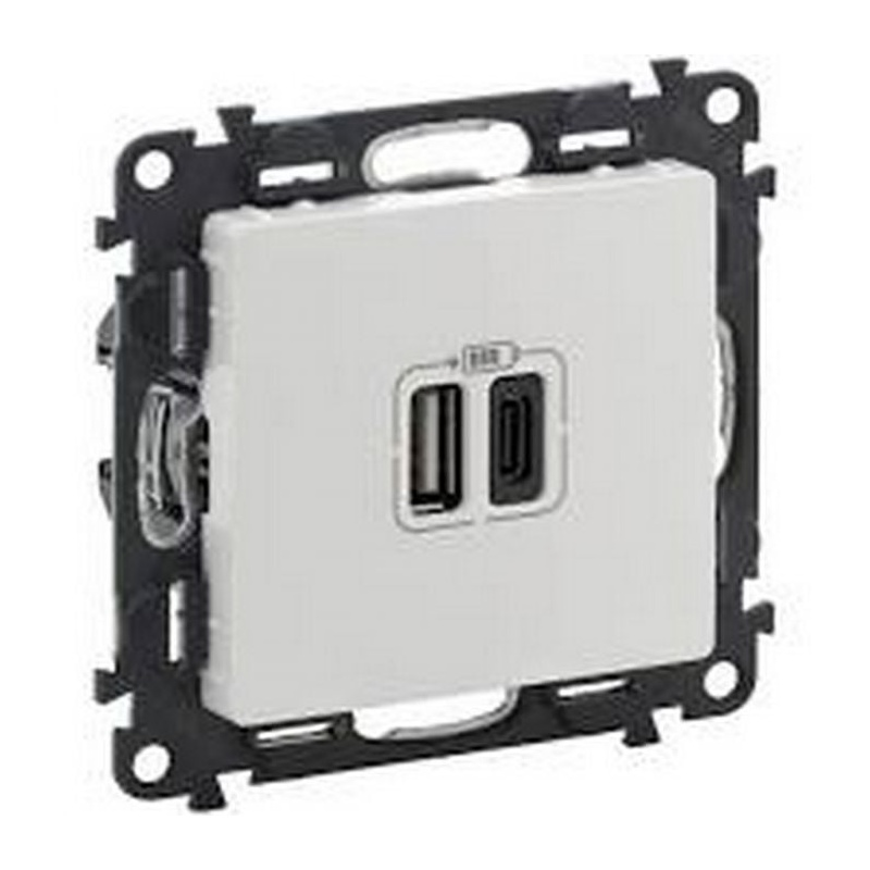 Πρίζα Valena Life 2xUSB Φορτισης A&C 3000Ma White (753106)