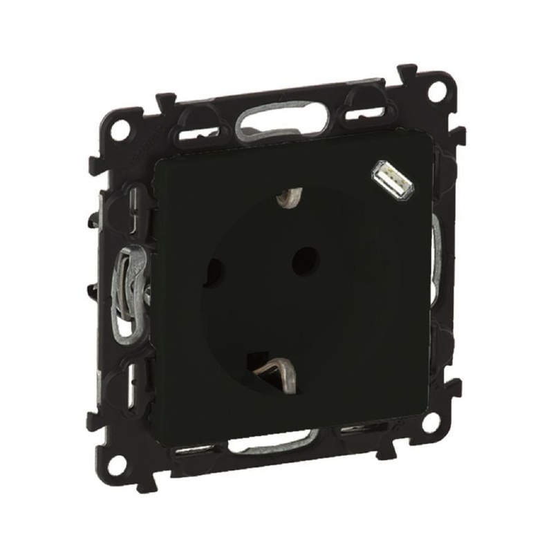 Πρίζα Valena Life Σούκο + USB C Φόρτισης Μαύρο (756335)