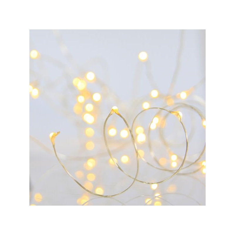 50 Mini Led Θερμά Λαμπάκια με Ασημί Καλώδιο Χαλκού (600-07721)