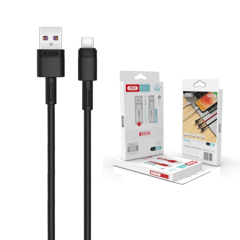 XO Καλώδιο Φόρτισης Fast USB A σε Type C 1m 5A Μαύρο (NB166)