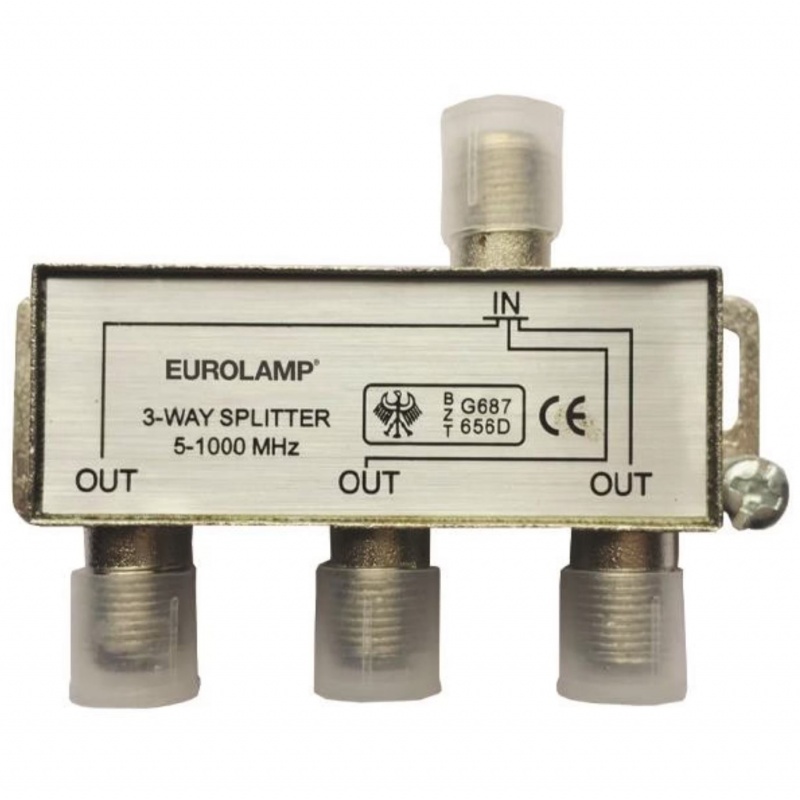 Eurolamp Διακλαδωτής TV Μεταλλικός 3 Εξόδων Τύπου F (147-10121)